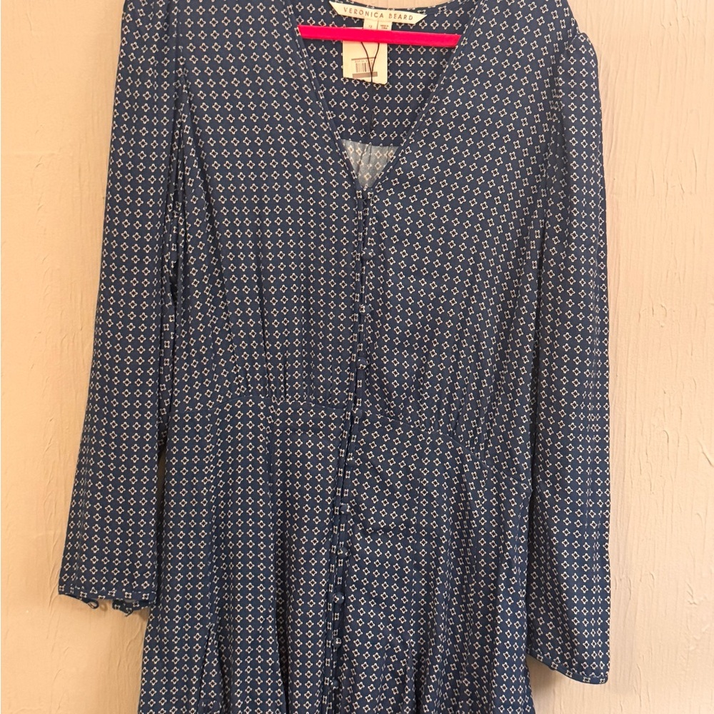 Veronica Beard Prussian Blue Patterned Dress